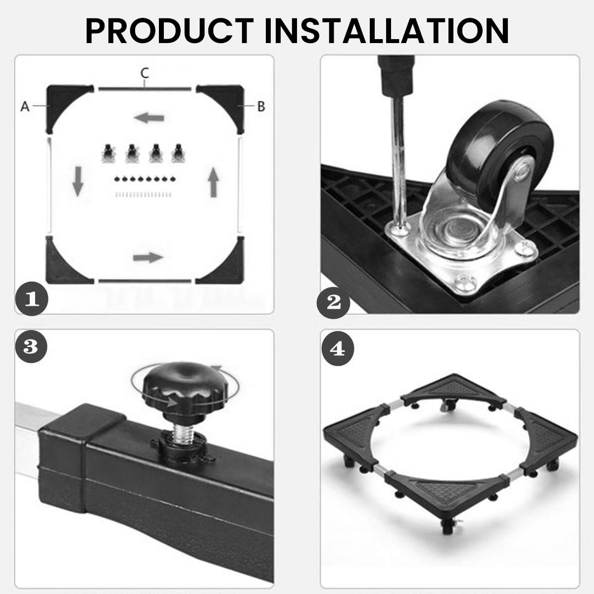 HASTHIP Washing Machine Stand Fridge Stand Movable Base with 4 Locking Swivel Wheels Appliance Furniture Mobile Base Cart for Mini Fridge, Washing Machine, Refrigerator, Moving Cart (4 Wheels) 15-24 HASTHIP Washing Machine Stand Fridge Stand Movable Base with 4 Locking Swivel Wheels Appliance Furniture Mobile Base Cart for Mini Fridge, Washing Machine, Refrigerator, Moving Cart (4 Wheels) 15-24